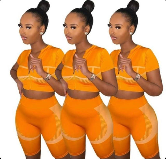 "ORANGE SHORT SET"
